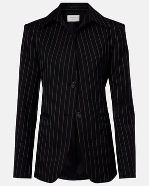 Sportmax Rive Striped Wool-Blend Gabardine Blazer - Black