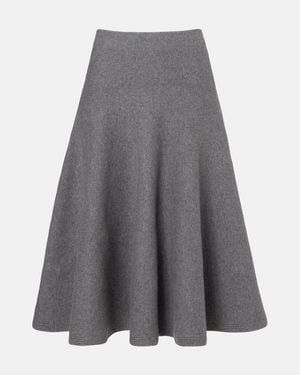 Alaïa Falda Midi En Mezcla De Cachemir Y Lana - Gris