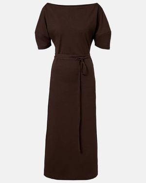 Lemaire Midikleid Aus Baumwolle Und Leinen - Braun
