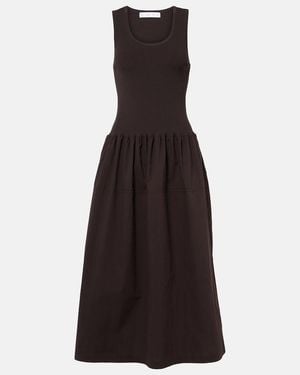 Proenza Schouler Label Malia Jersey And Poplin Midi Dress - Black