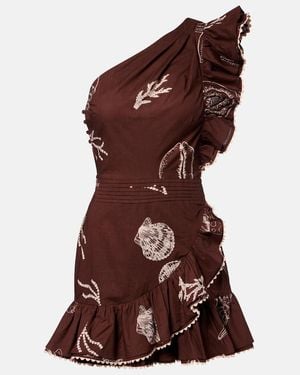 Poupette Vestido Corto Corinne De Algodon - Marrón