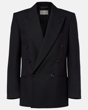 Saint Laurent Double-Breasted Wool Blazer - Black