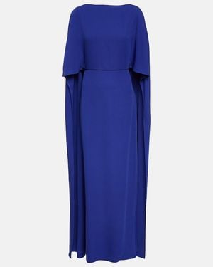 Valentino Caped Silk Gown - Blue