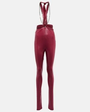 The Attico Ruby Chain-Trimmed Leggings - Red