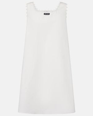 Miu Miu Embroidered Cotton And Linen Minidress - White