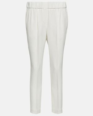 Brunello Cucinelli Tailored Crepe Trousers - White