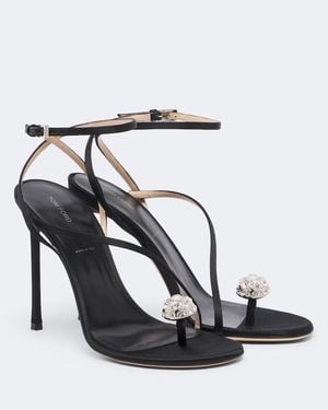 Tom Ford Sandalen Aus Satin Mit Kristallen - Schwarz