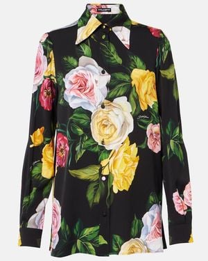 Dolce & Gabbana Printed Silk Shirt - Black
