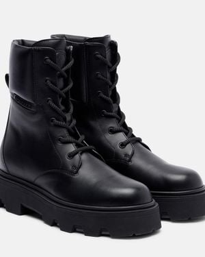 Moncler Aurea Leather Combat Boots - Black