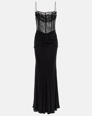 Alessandra Rich Laminated Jersey Maxi Dress - Black