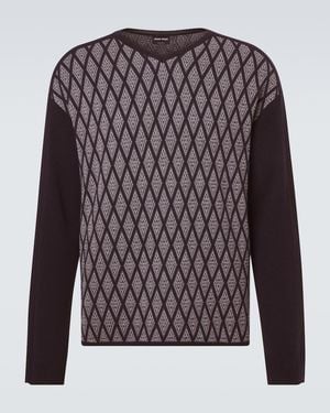 Giorgio Armani Wool And Cashmere Jacquard Jumper - Blue