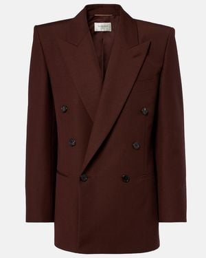 Saint Laurent Blazer Cruzado De Lana Y Mohair - Marrón
