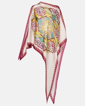 La DoubleJ Top Florette Placee En Serge De Soie - Rouge