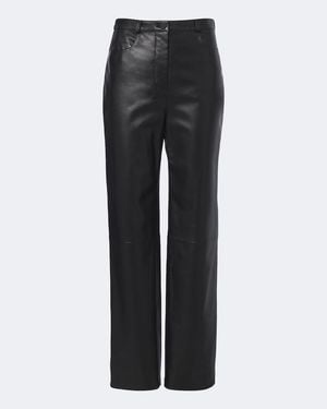 Loulou de Saison Cobe Leather Straight Pants - Gray
