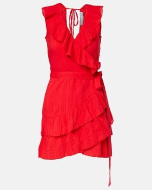 Melissa Odabash Molly Ruffled Cotton Wrap Dress - Red