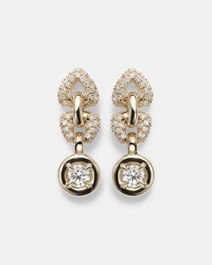 STONE AND STRAND Pendientes Rossellini De Oro De 14 Ct Con Diamantes - Blanco
