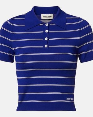 ShuShu/Tong Striped Polo Shirt - Blue