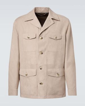 Canali Feldjacke Aus Veloursleder - Natur