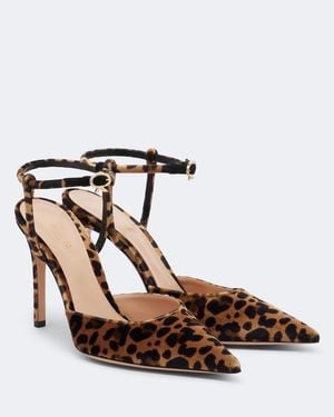 Gianvito Rossi Leopard-Print Velvet Slingback Court Shoes - Brown