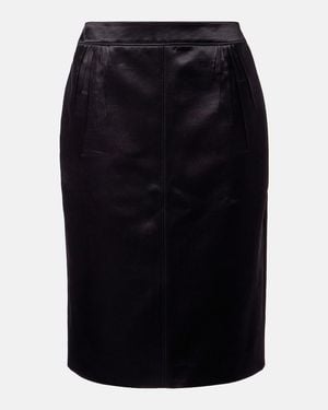 Saint Laurent Satin Pencil Skirt - Black