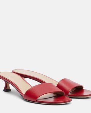 The Row Combo Leather Slides - Red
