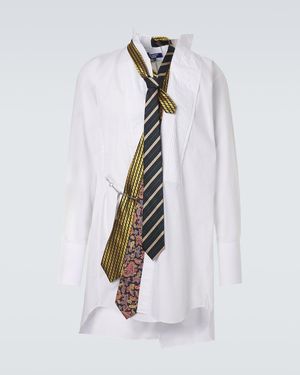 Junya Watanabe Silk-Trimmed Cotton Shirt - White