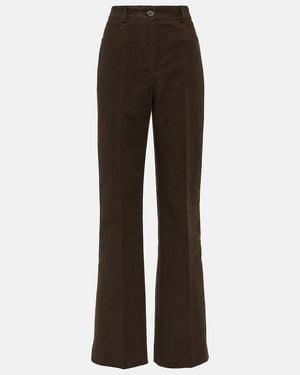 TOTEME High-Rise Velour Straight Trousers - Brown