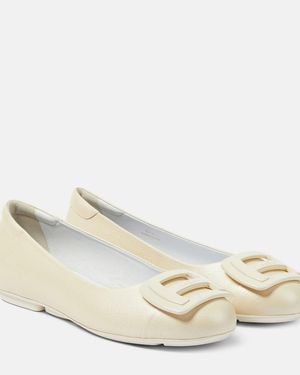 Hogan H661 Leather Ballet Flats - Metallic