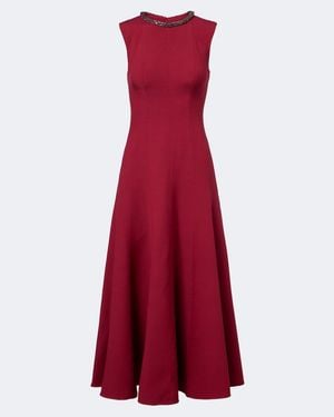Roland Mouret Embellished Wool And Silk Midi Dress - Red