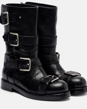 Dolce & Gabbana Leather Biker Boots - Black