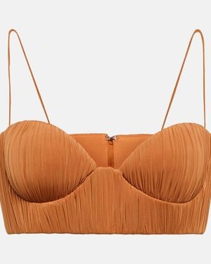 Alex Perry Preston Ruched Top - Brown