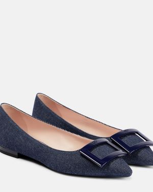 Roger Vivier Gommettine Ball Denim Ballet Flats - Blue