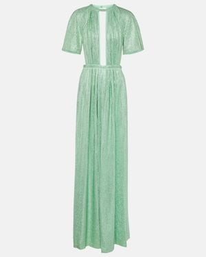Area Vestido De Fiesta De Jersey Con Cristales - Verde