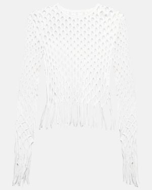 Dion Lee Fringed Fishnet Top - White