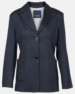 Max Mara Derna Linen-Blend Twill Blazer - Blue