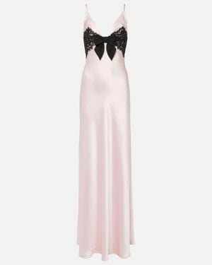 Rasario Lace-Trimmed Satin Gown - Pink