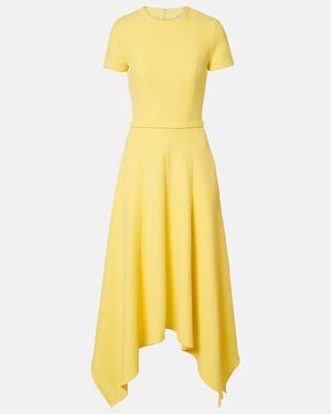 Safiyaa Okimi Asymmetric Crepe Midi Dress - Yellow