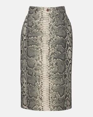 Gabriela Hearst Adelaide Snake-Print Cotton Midi Skirt - Grey