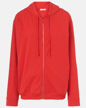 The Row Rosy Cotton Jersey Zip-Up Hoodie - Red