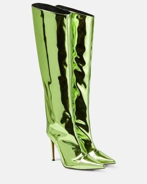 Alexandre Vauthier Mirrored Leather Knee-High Boots - Green