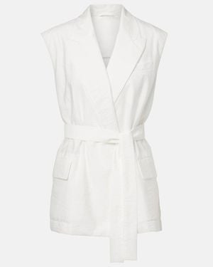 Brunello Cucinelli Belted Cotton-Blend Vest - White