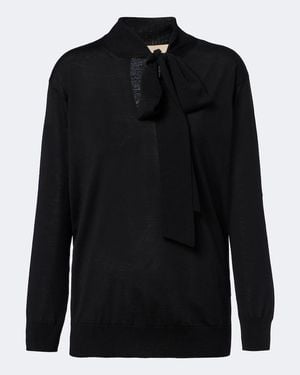 Valentino Pull En Laine A Col Lavalliere - Noir