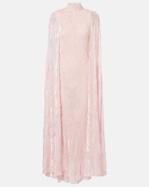 Rodarte Caped Velvet Devore Gown - Pink