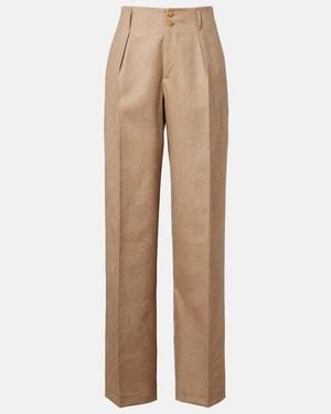 Etro Wool Jacquard Straight Pants - Natural