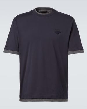 Prada T-Shirt Aus Baumwoll-Jersey - Blau