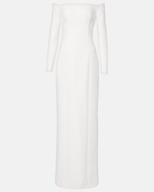 Safiyaa Bridal Off-Shoulder Crepe Gown - White