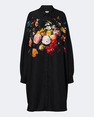 Dries Van Noten Floral Shirt Dress - Black