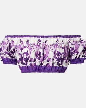 Dolce & Gabbana Printed Crop Top - Purple