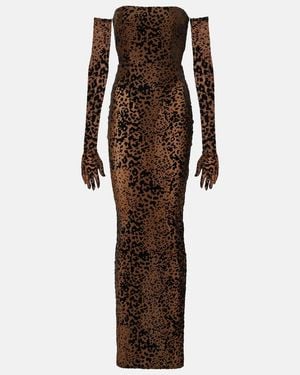 Alex Perry Leopard-Print Corset Gown - Brown