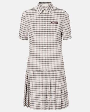 Tory Burch Plaid Pleated Minidress - White